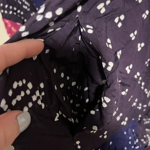 NWT Free People Navy & Magenta Patterned Peasant Top - Picture 6 of 8